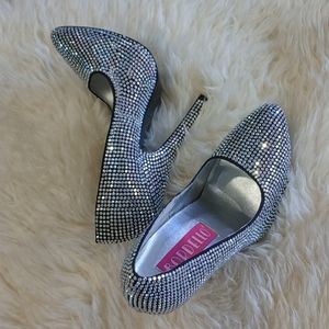 bordello pleaser diamond rhinestone gem jewel sparkle glitter bling crystal sz 7